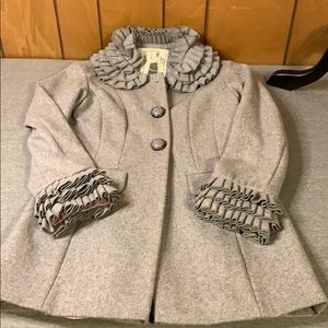 NWOT Girls Gray Peacoat-Sz 11/12